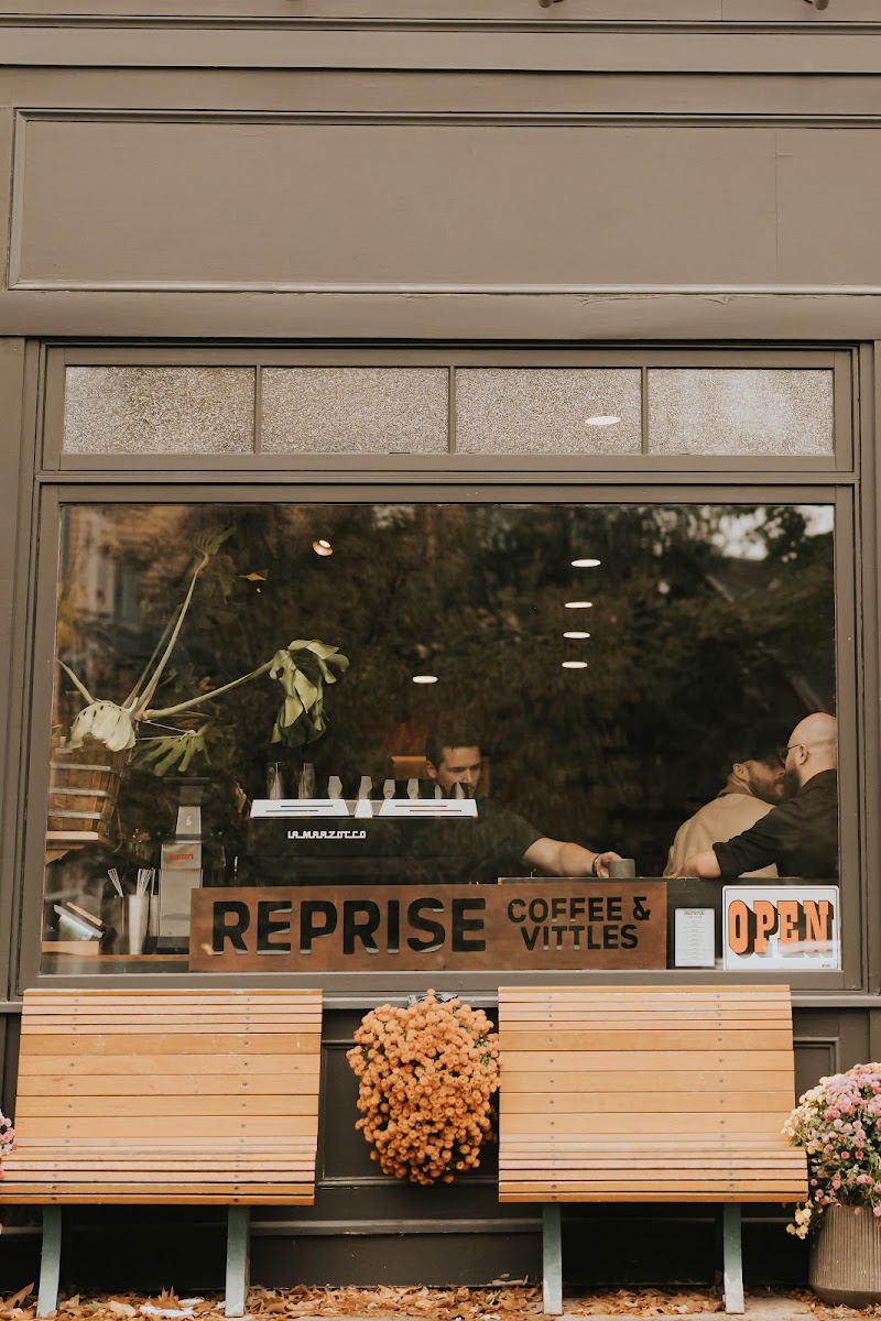 Reprise Coffee & Vittles storefront on Luongo Square